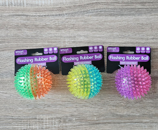 Flashing Squeaky Rubber Spiky Ball (8cm)